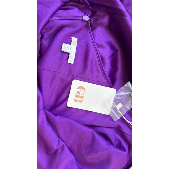 GB mini dress, purple satin cowl halter asymmetrical, Size 13 Retail Price $100 - Picture 5 of 7